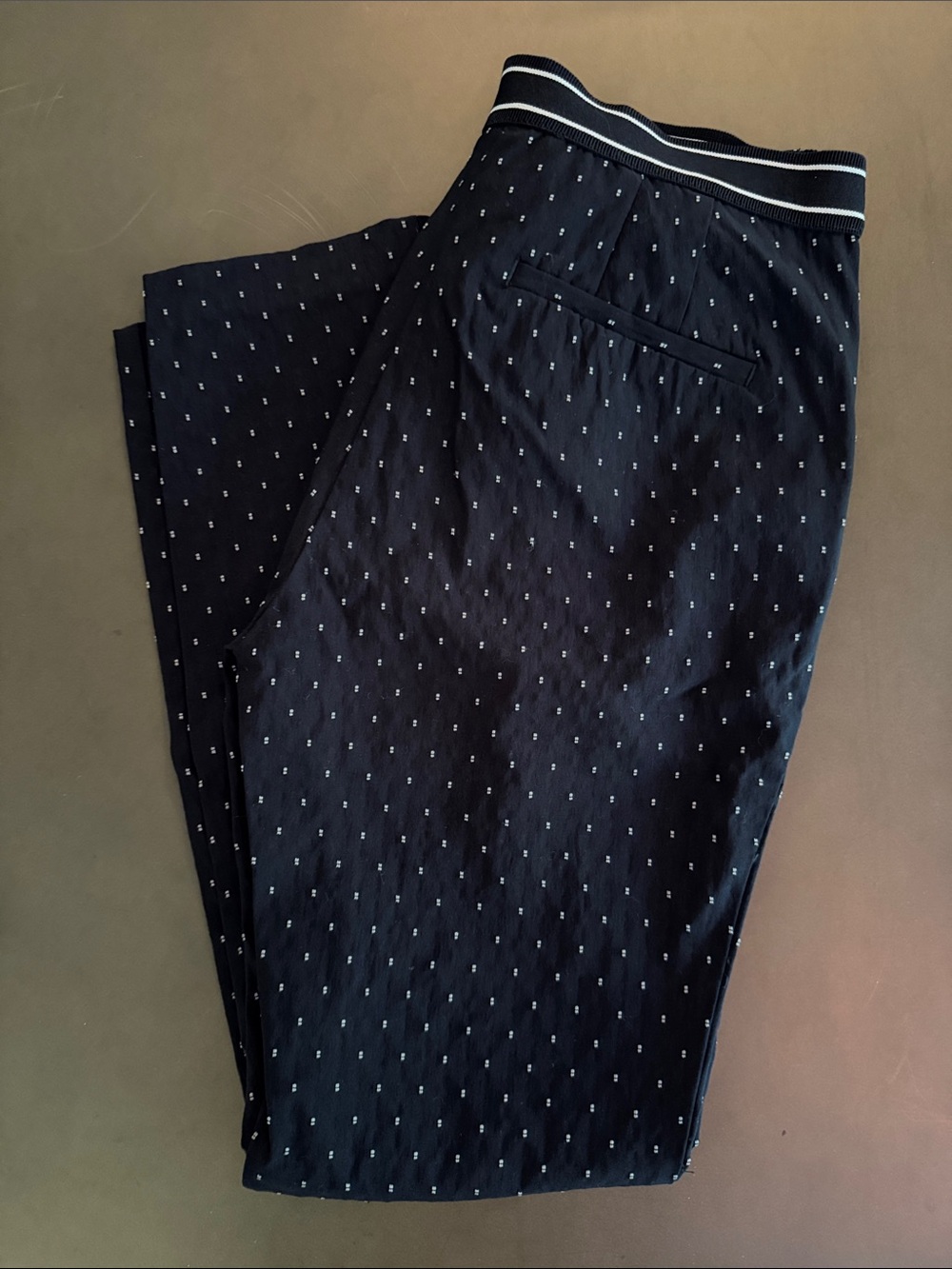 Zara Navy Microdot Jogger Pants with Contrast Waistband